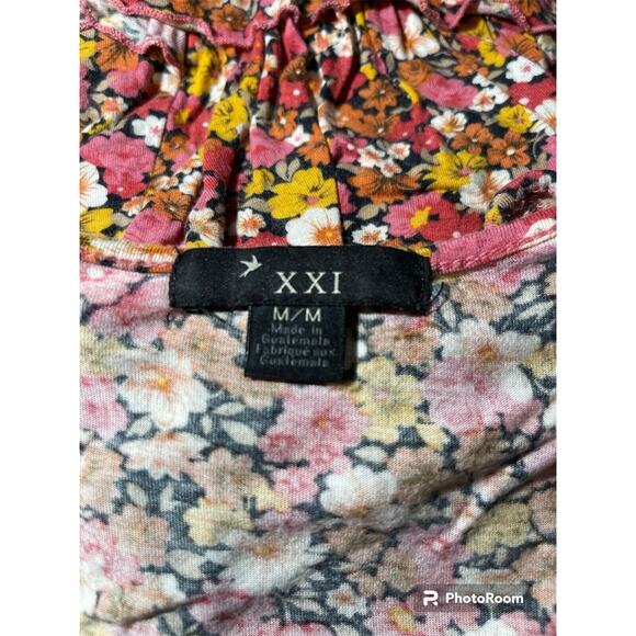 Cute XXI FOREVER Floral Tank Top Size Medium M Womens Juniors Ruffles - Picture 4 of 6
